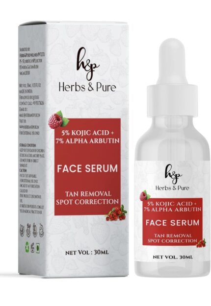 Herbs and pure 5% Kojic Acid & 7% Alpha Arbutin Skin Lightening Face Serum.  30 ml.