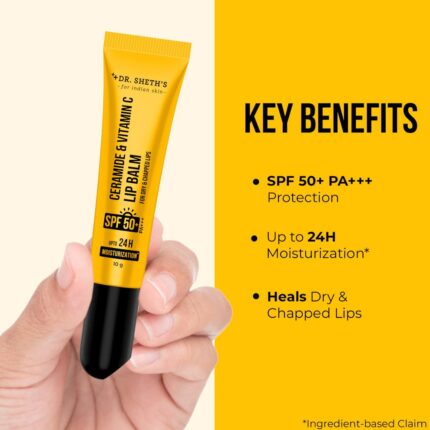 Ceramide & Vitamin C Lip Balm - 10g 24H Moisturization | Heals Dry & Chapped Lips | Sun Protection with SPF 50+ PA+++